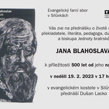 Přednáška o Janu Blahoslavovi 19.2.2023